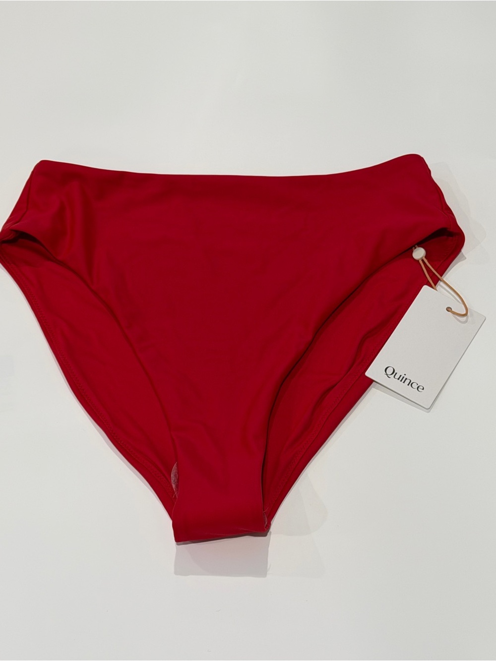 Quince NWT Italian High Rise High Leg Bikini Bottom Cherry Red Swim Bottom - Picture 3 of 5